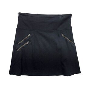 Athleta Moto Ponte Skirt Womens 2 Black Knit Mini A-Line Zipper Pockets Casual